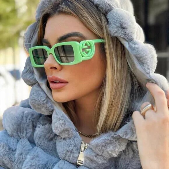 NEW GUCCI GG1325S 004 WOMEN GREEN SUNGLASSES GUCCI - Picture 5 of 15